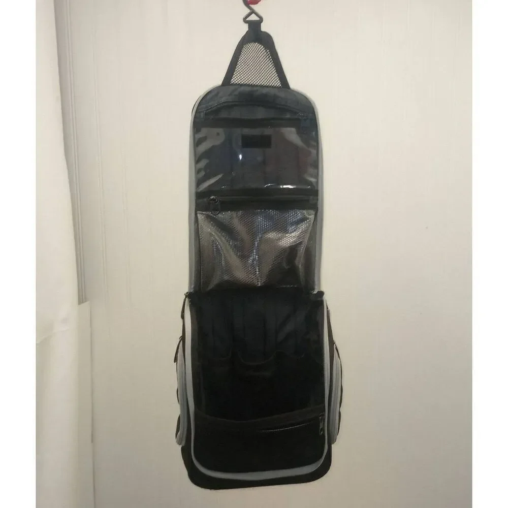 Kenneth Cole reaction, hang up, fold up, black, travel cosmetic- toiletry bag.